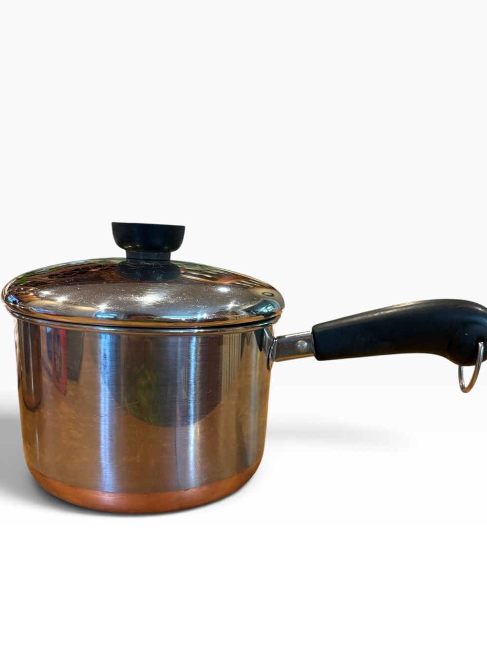 Vintage Revere Ware Copper Bottom Stainless Steel Saucepan with Lid 2 quart